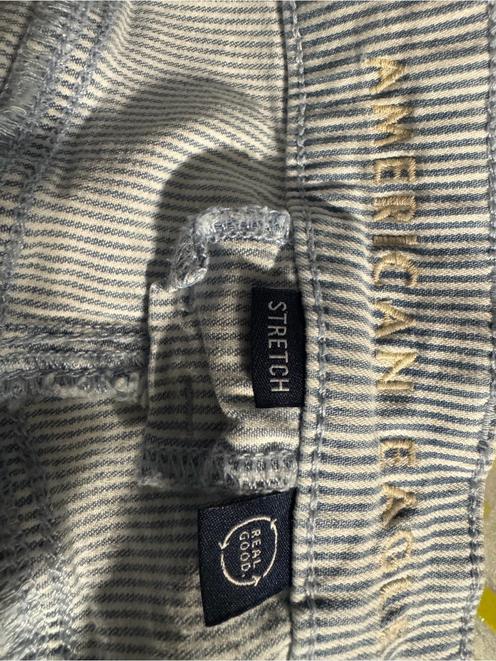 American eagle Light Blue Pinstripe Wide Leg Carpenter Pants size 4 - Picture 3 of 4
